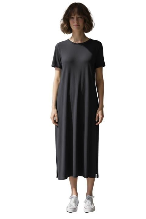 V YAKA KISA KOL PENYE ELBİSE-SİYAH