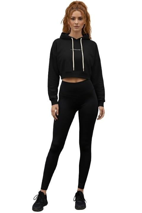 3 İPLİK KADIN KAPÜŞONLU CROP-LACİVERT