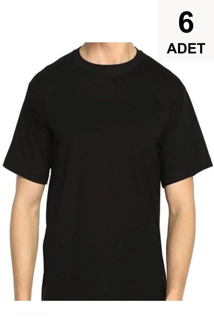 6 Adet Sıfır Yaka Erkek Fanila - Siyah