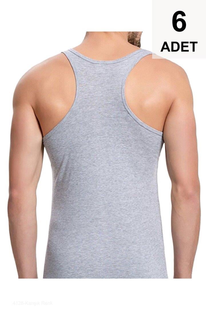 6 Adet Spor Erkek Atlet - Gri