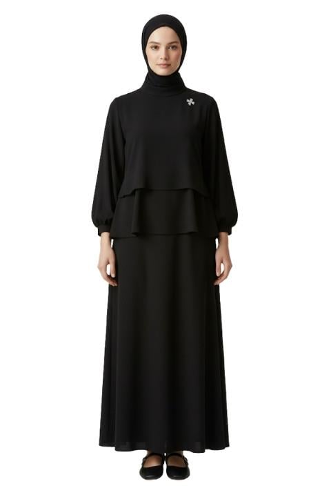 BİYELİ ETEKLİ TAKIM-SİYAH