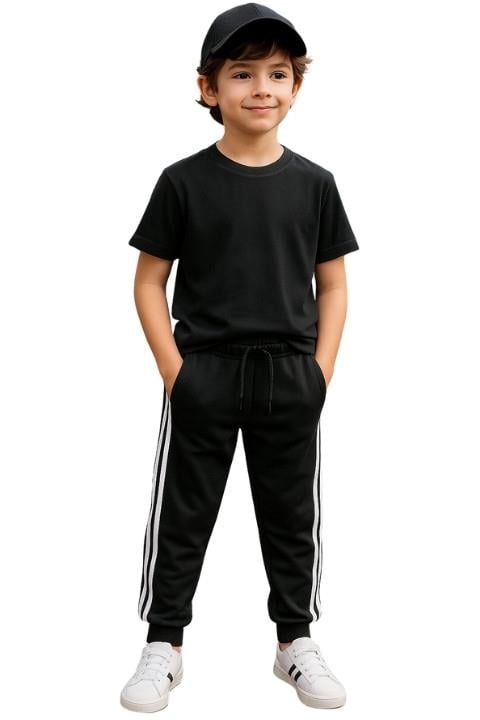 ÇOCUK EŞOFMAN ŞERİTLİ -SİYAH