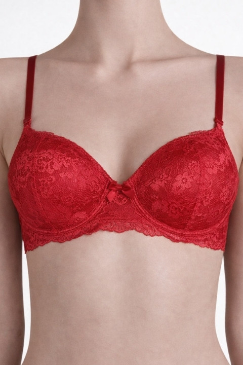 ECEM YILDIZ 3100 DANTELLİ SİLİKONLU İÇİ BOŞ SÜTYEN-KIRMIZI