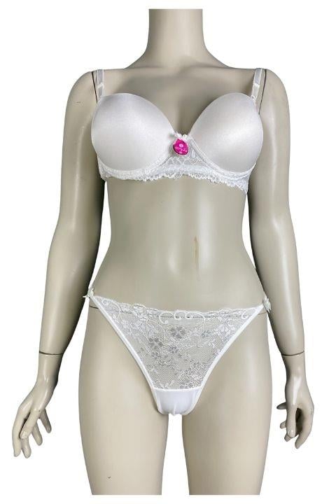 ECEM YILDIZ 3550 KOLU DANTEL PARLAK 2 Lİ DESDEKLİ  SÜTYEN TAKIM EKRU