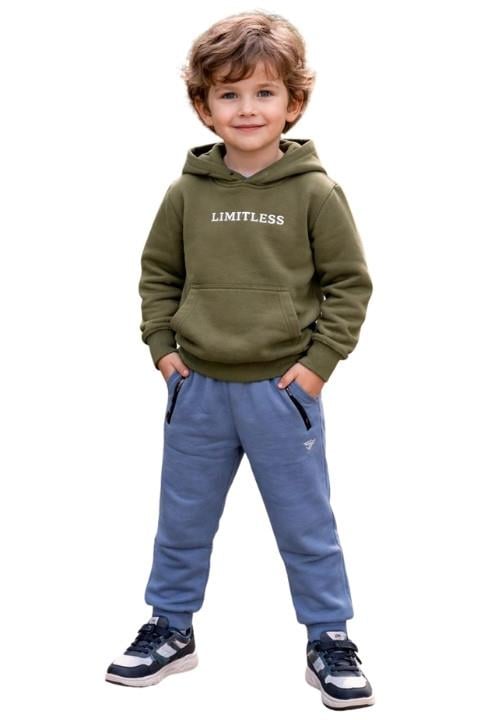 Erkek Çocuk 3 İplik Paça Lastikli Eşofman Altı - Petrol Mavisi