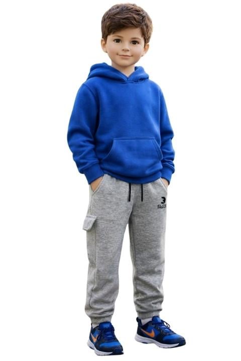 Erkek Çocuk 3 İplik Paça Lastikli Eşofman Altı - Gri