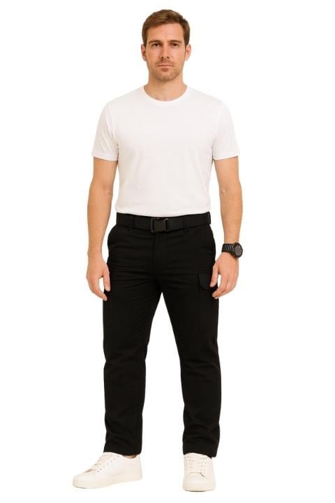 ERKEK ÇOK CEPLİ KARGO PANTOLON-SİYAH