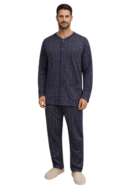 Erkek Düğmeli Pijama Takımı - Lacivert