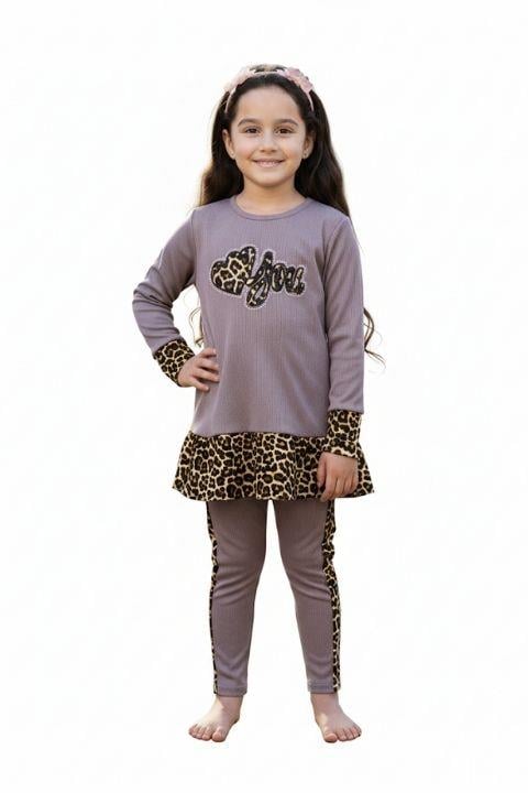 GÜLDUR KIZ ÇOCUK BURGU LEOPAR TAKIM