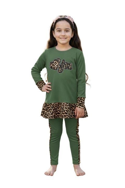 GÜLDUR KIZ ÇOCUK BURGU LEOPAR TAKIM