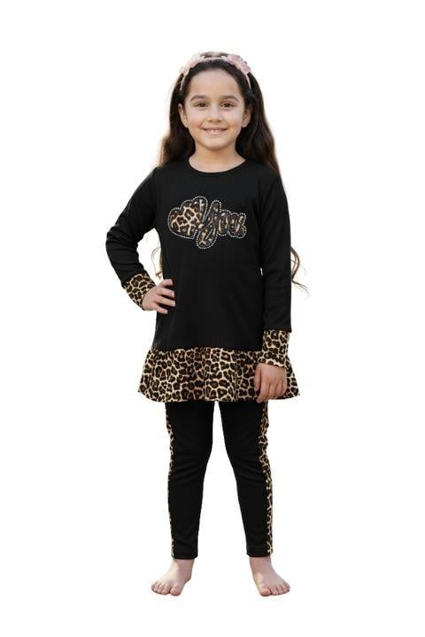 GÜLDUR KIZ ÇOCUK BURGU LEOPAR TAKIM