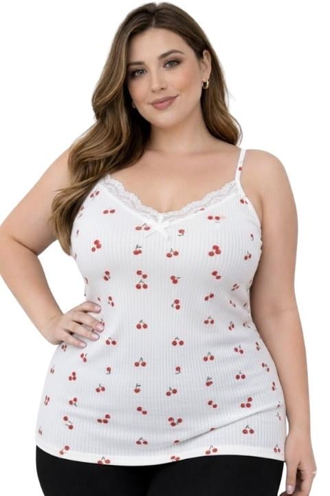 Jenika Battal Kadın İp Askılı Empirme Atlet - Kirazlı