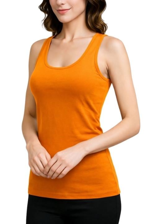 Jenika Kadın Kalın Askılı Empirme Atlet - Turuncu