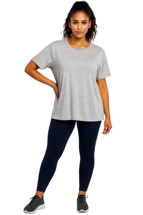 KADIN BİSİKLET YAKA T-SHİRT-GRİ