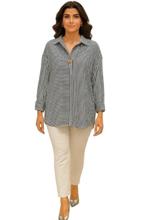 KADIN ÇİZGİLİ GÖMLEK