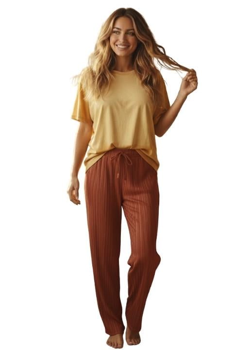 Kadın Fitilli Pijama Altı - Kiremit