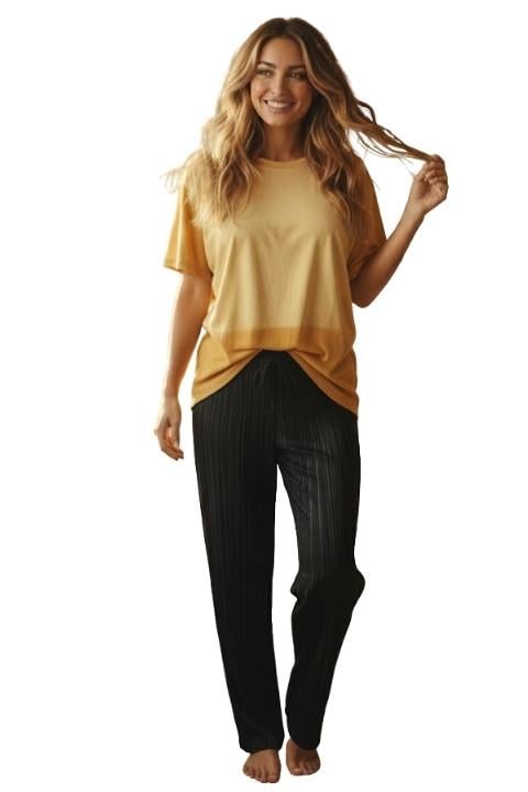 Kadın Fitilli Pijama Altı - Siyah