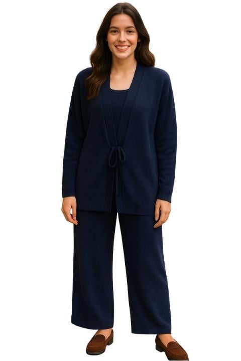 Kadın Triko İkili Hırka Takım - Lacivert