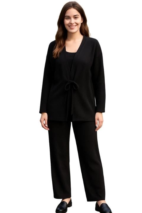 Kadın Triko İkili Hırka Takım - Siyah