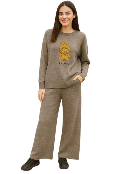 Kadın Triko İkili Takım - Açık Kahve