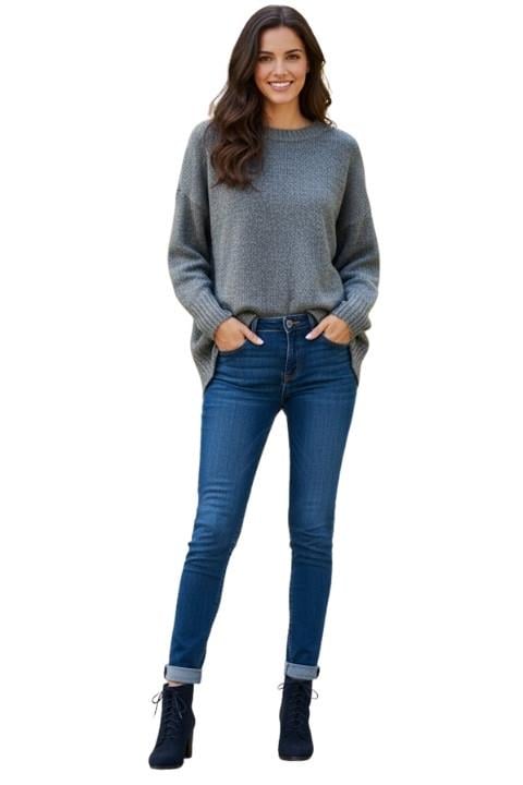 Kadın Triko Tunik Kazak - Gri