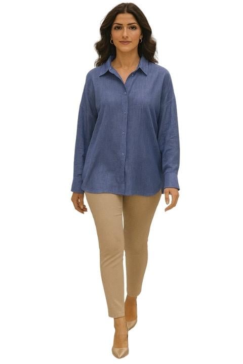 KETEN MAVİ GÖMLEK  KOD :2458514-532