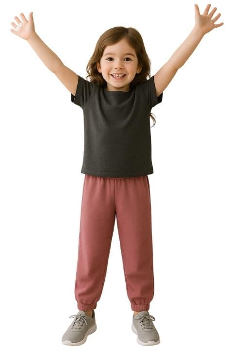 Kız Çocuk Eşofan Lastikli- Gül Rengi