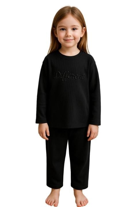 Kız Çocuk Pijama Takımı - Siyah