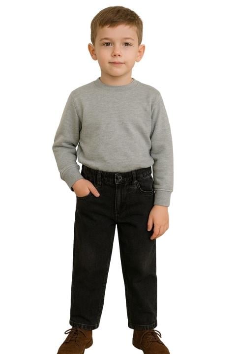 Likralı Pamuk Erkek Çocuk Pantolon-Siyah