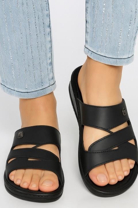 Mulex Kadın Çapraz Terlik - Siyah
