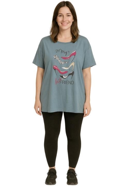 POLENTARZ 3204 BAYAN PENYE SPRM  D KOL YIRTMAÇLI T-SHIRT