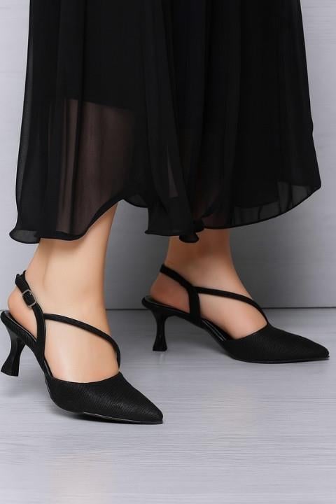 STİLETTO TOPUKLU KADIN AYAKKABI-SİYAH