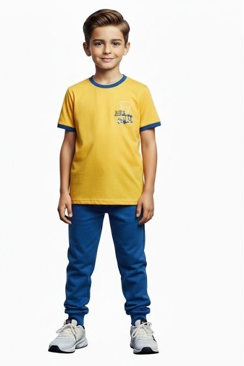 TARIK ERKEK ÇOCUK AYICIK BASKILI KISA KOL PİJAMA