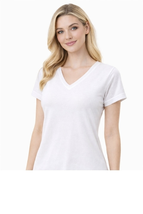 V YAKA YARIM KOL KADIN BADİ-BEYAZ