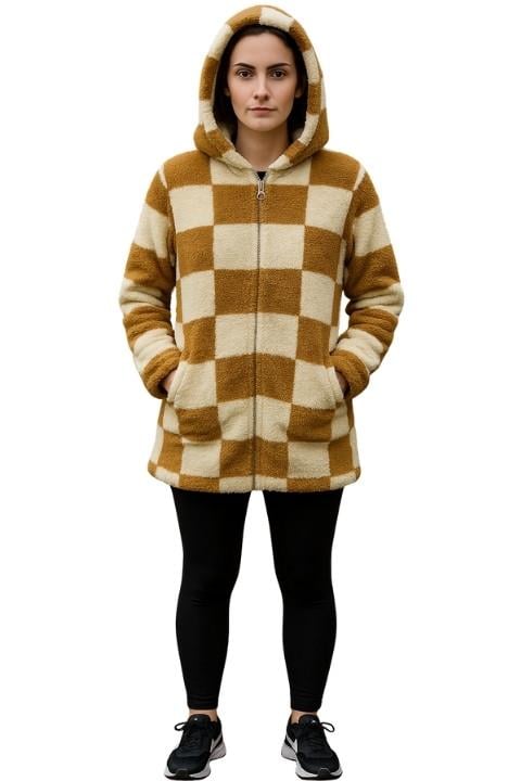 Welsoft Yıkanabilir Peluş Kumaş Çift Cepli Kadın Polar