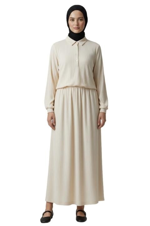 YELEKLİ ELBİSE-BEJ