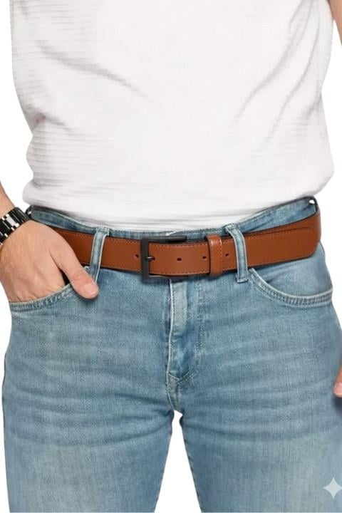 Yerli Spor Erkek Kemer 4 cm - Kahverengi