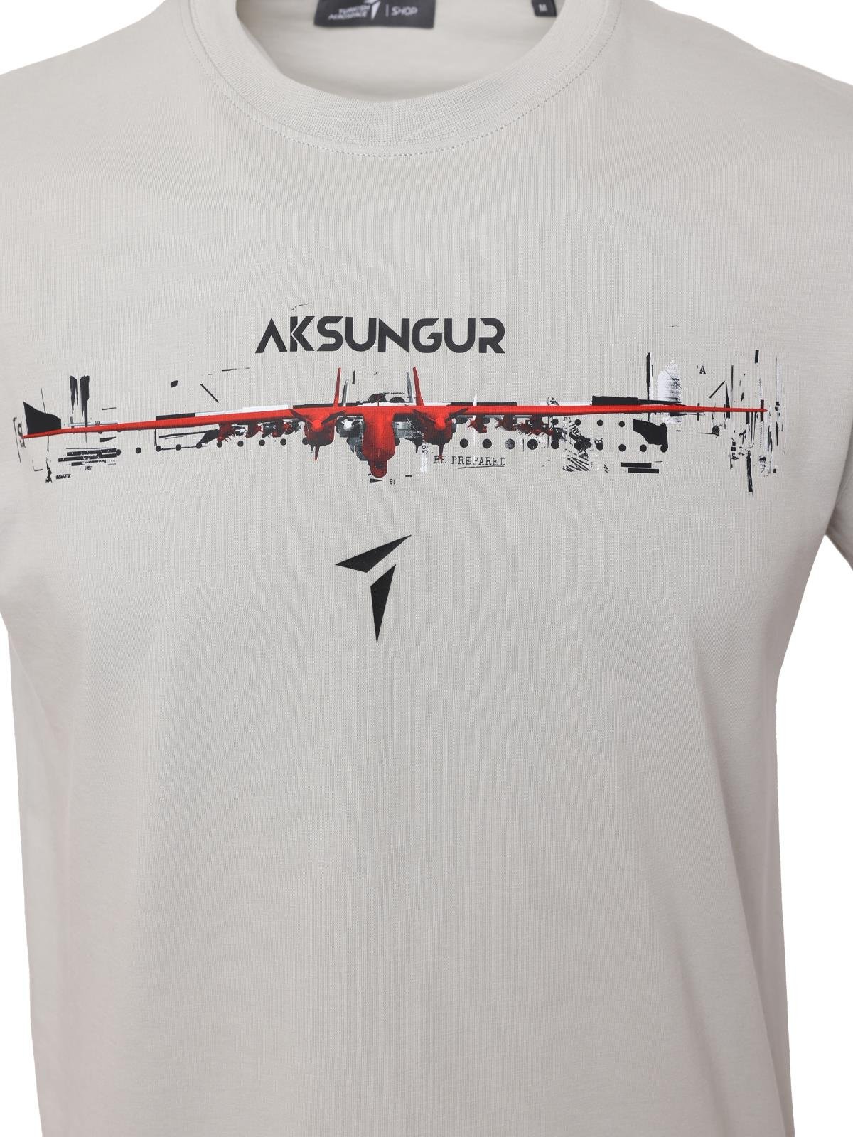 AKSUNGUR Kırılma Bisiklet Yaka %100 Pamuk Tişört