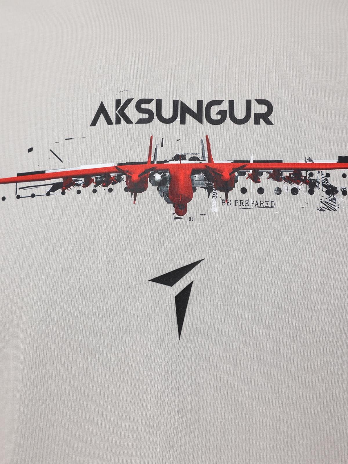 AKSUNGUR Kırılma Bisiklet Yaka %100 Pamuk Tişört