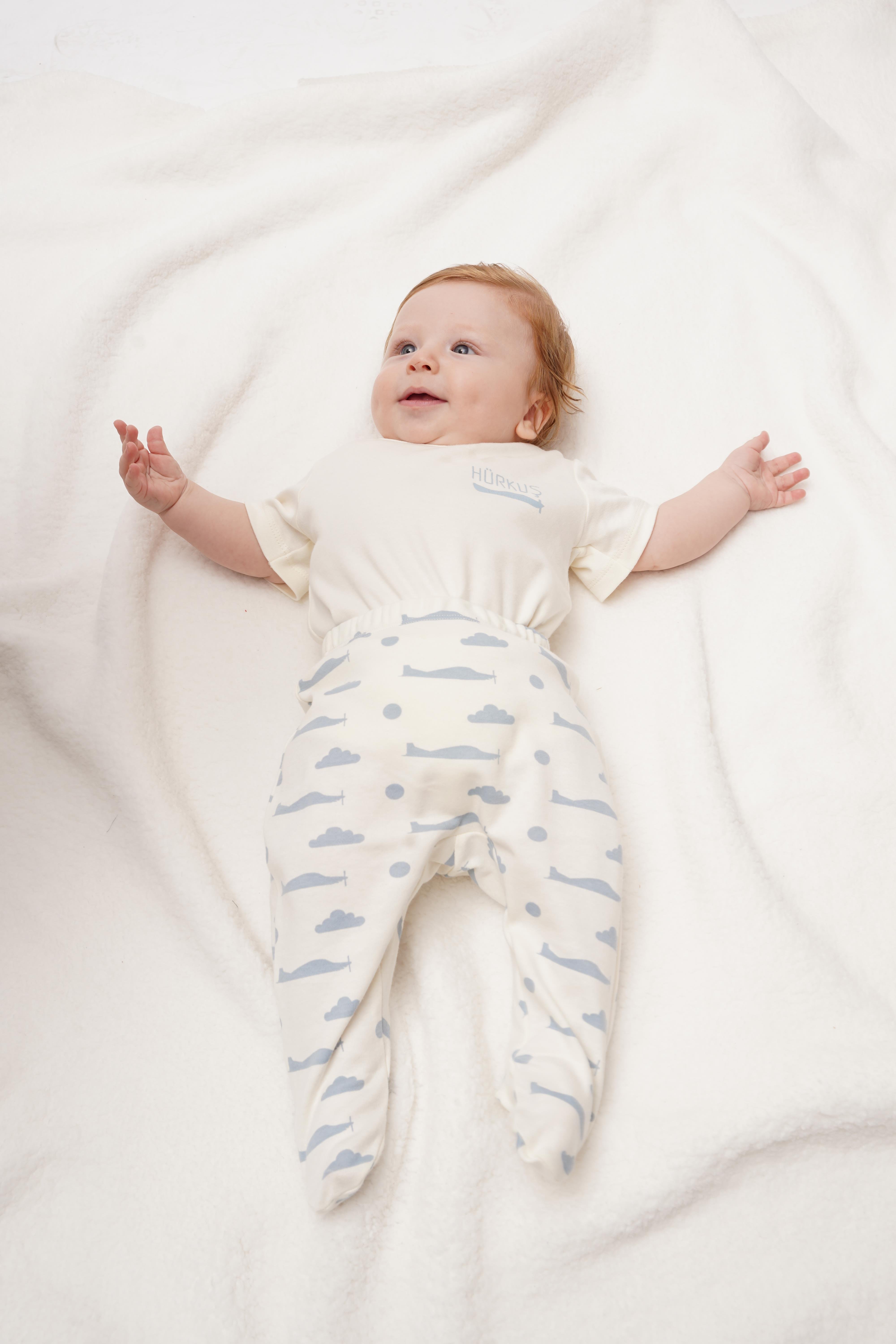 HÜRKUŞ İlk Uçuş %100 Organik Pamuk Patikli 2li Bebek Pantolon