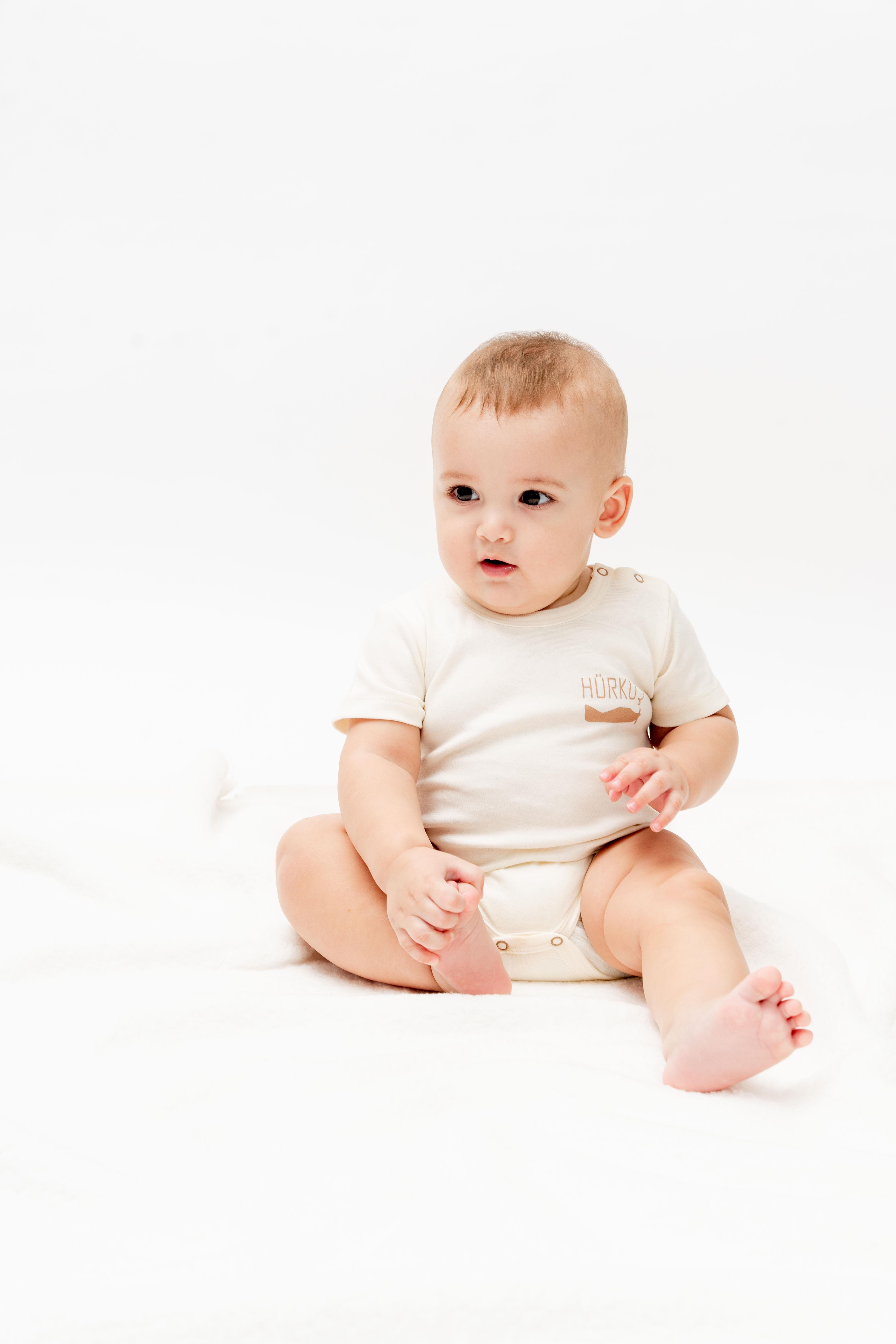 HÜRKUŞ Ritmik %100 Organik Pamuk 2li Kısa Kol Çıtçıtlı Bebek Body