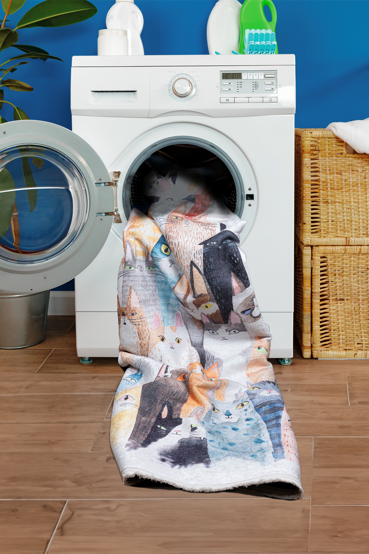 Alpina Home Lavin Kedi Figürlü Yıkanabilir Dokuma Taban Çocuk Odası Kilimi