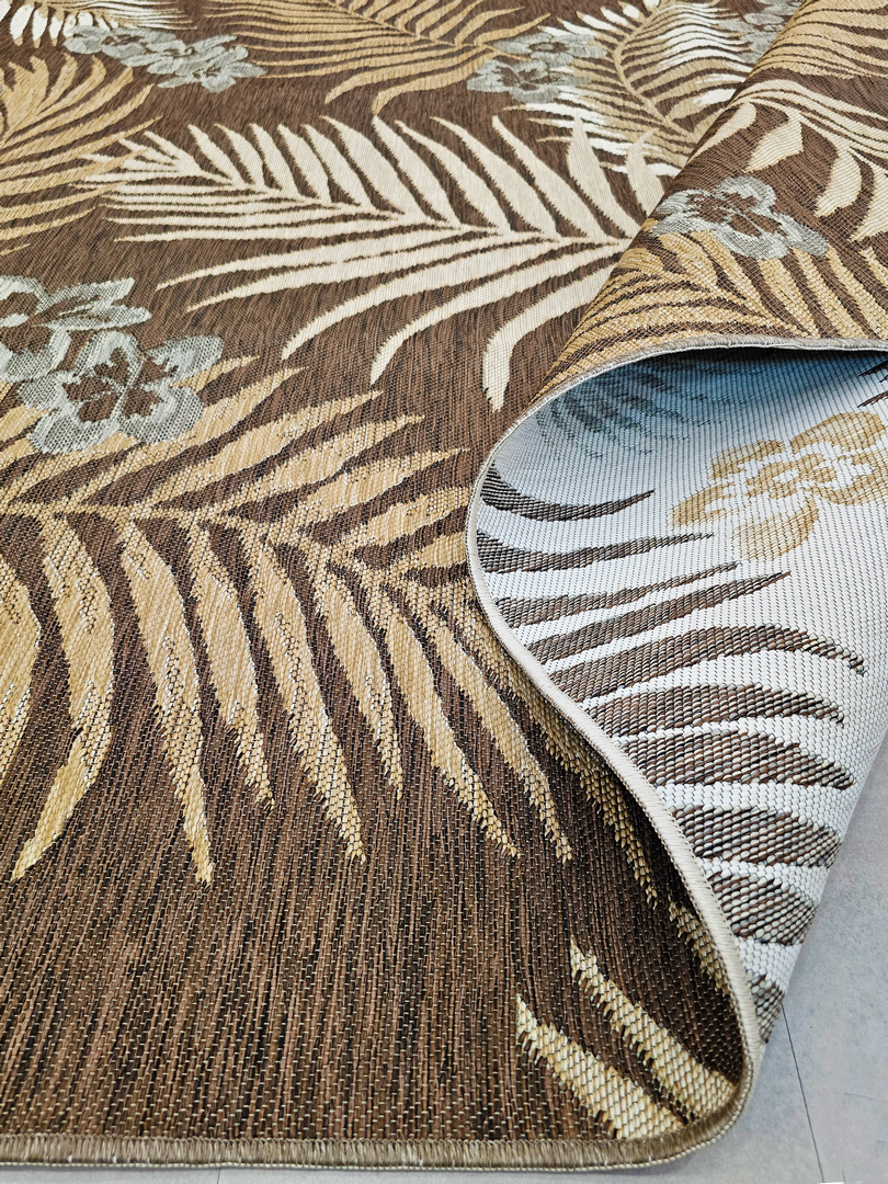 Alpina Home Miror Krem Kahverengi Doğa Desenli Doğal Görünümlü Yıkanabilir Çift Taraflı Dokuma Kilim