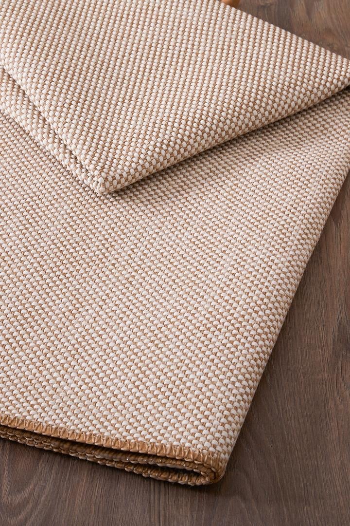 Alpina Home Stella Beyaz Jüt Hasır Model Tek Renk Dokuma Yıkanabilir Katlanabilir Toz Vermez Kilim