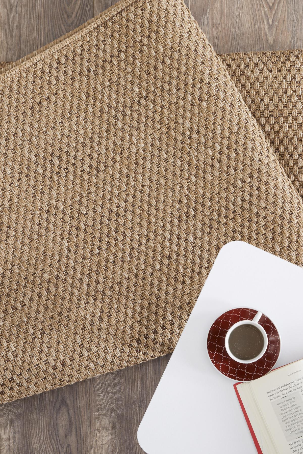 Alpina Home Stella Jut Hasır Model Tek Renk Dokuma Yıkanabilir Katlanabilir Toz Vermez Kilim