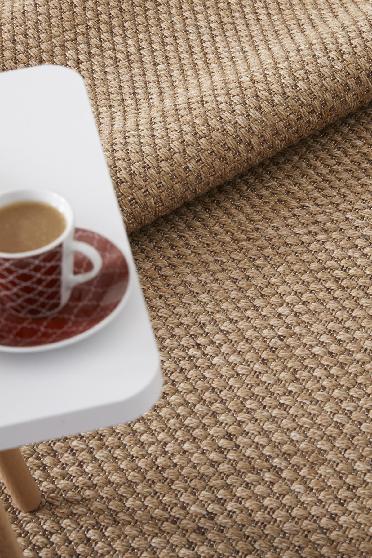 Alpina Home Stella Jut Hasır Model Tek Renk Dokuma Yıkanabilir Katlanabilir Toz Vermez Kilim