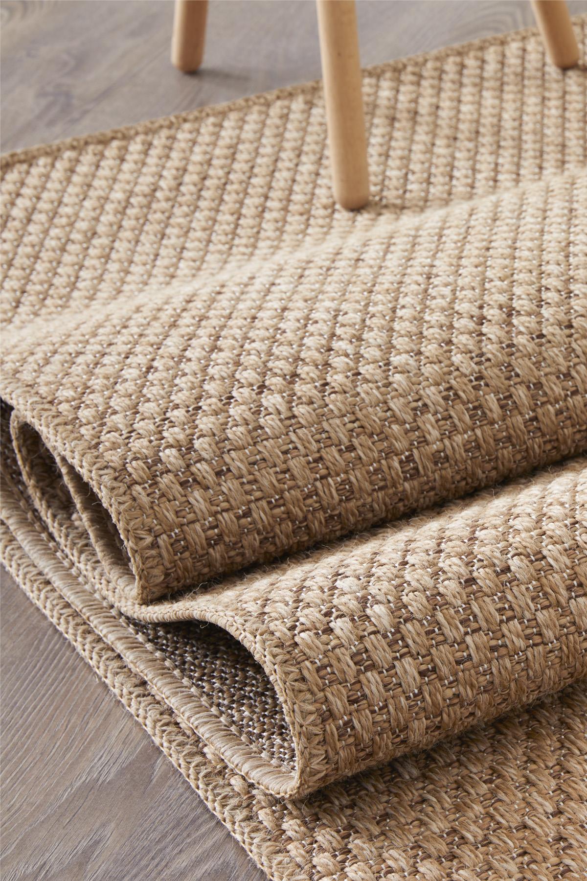 Alpina Home Stella Jut Hasır Model Tek Renk Dokuma Yıkanabilir Katlanabilir Toz Vermez Kilim