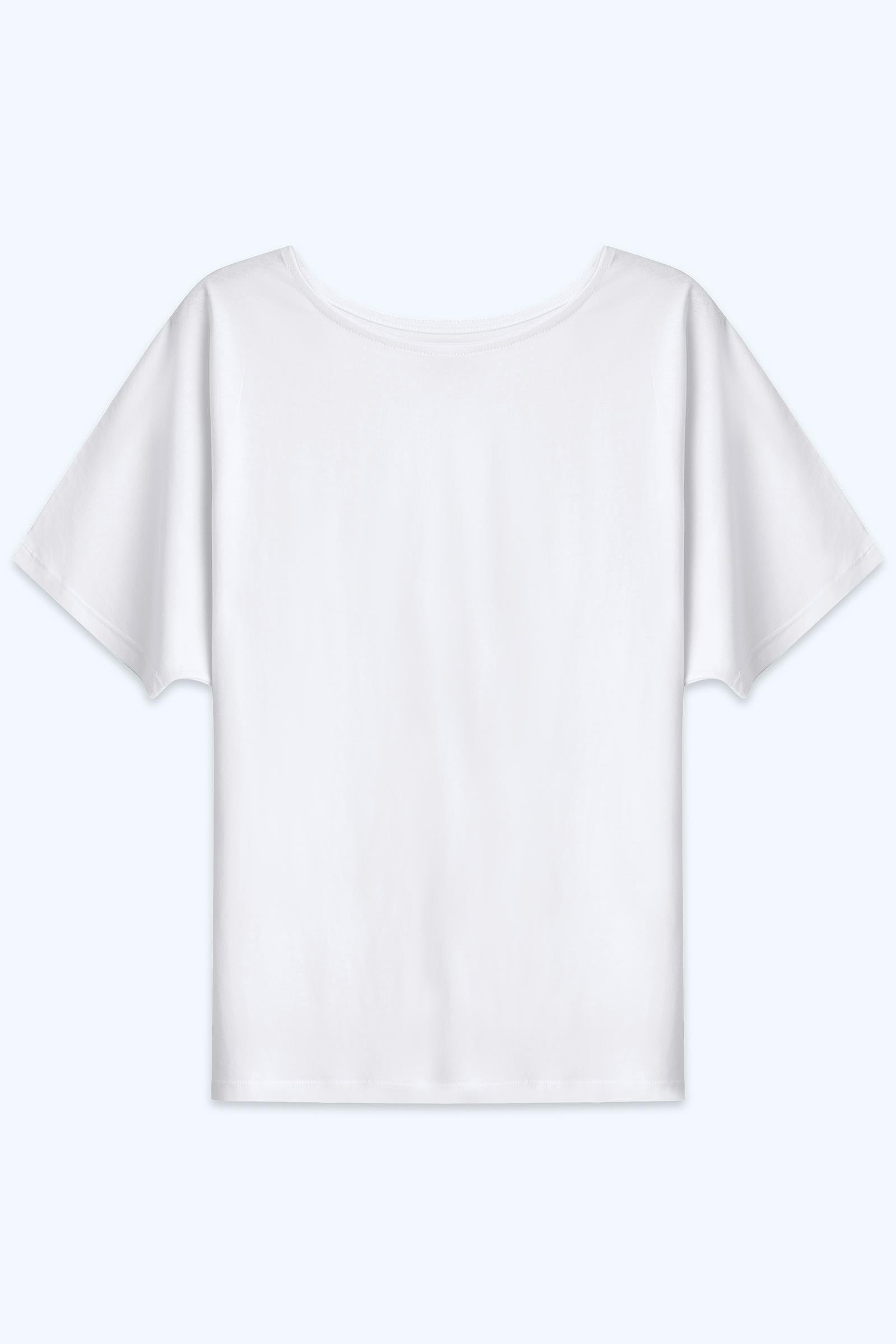 Brix 3514-1 Beyaz Renk Kadın Yarasa Kol T-Shirt