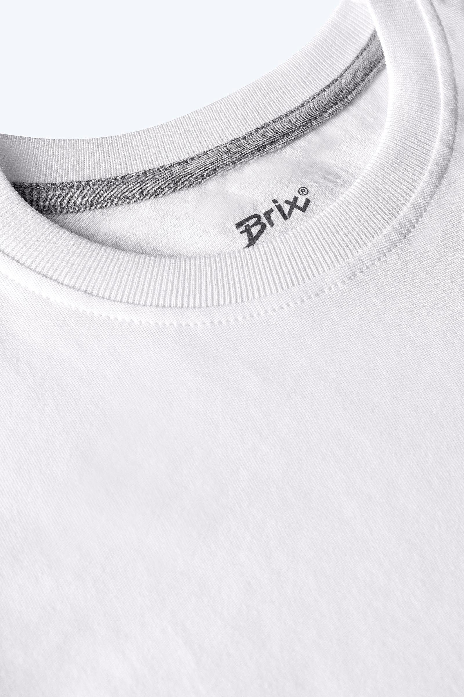Brix 8539 Beyaz Renk Erkek Çocuk 5'li %100 Pamuk Kısa Kollu Bisiklet Yaka Süprem T-Shirt