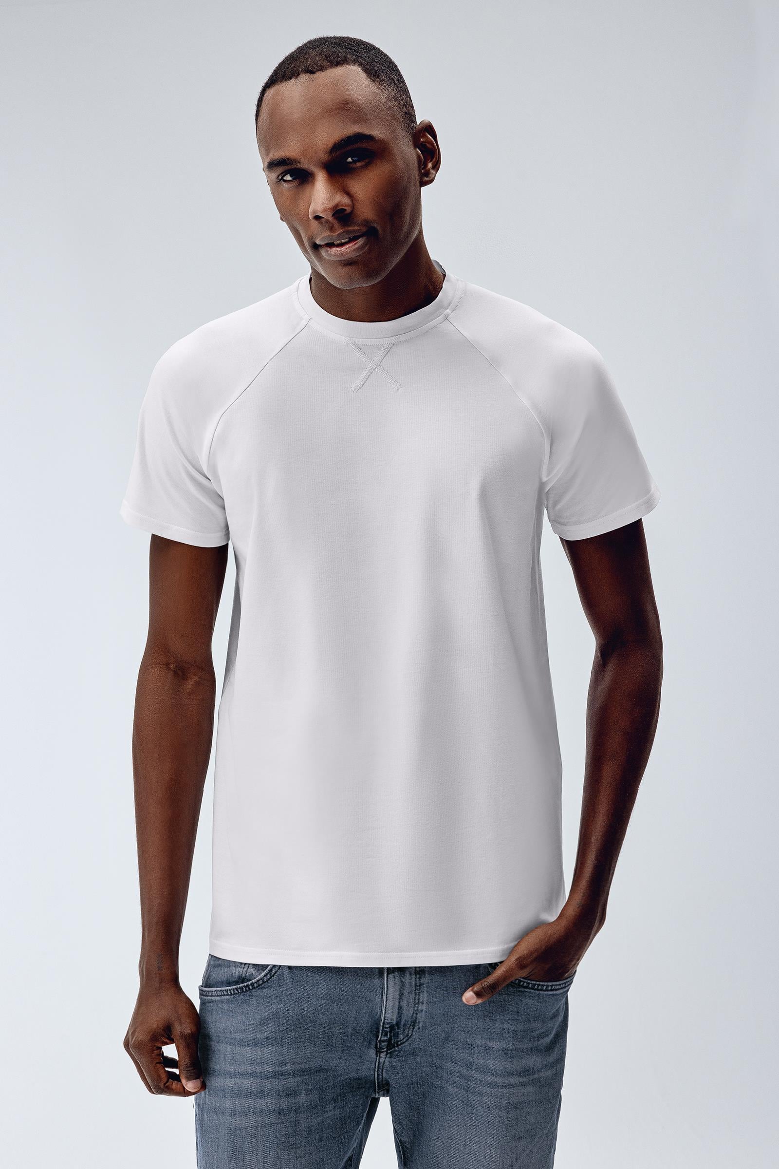 Brix Beyaz Renk Erkek Modal Reglan Kol T-Shirt